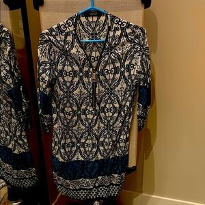 Elegant Black and Blue Patterned Dress